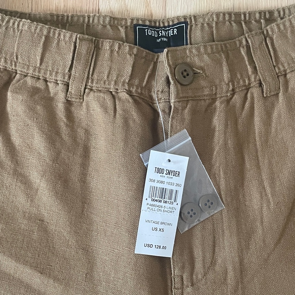 Todd Snyder Men's Linen Montauk Short — Olive Stripe & Khaki - New with Tags! - Picture 3 of 7